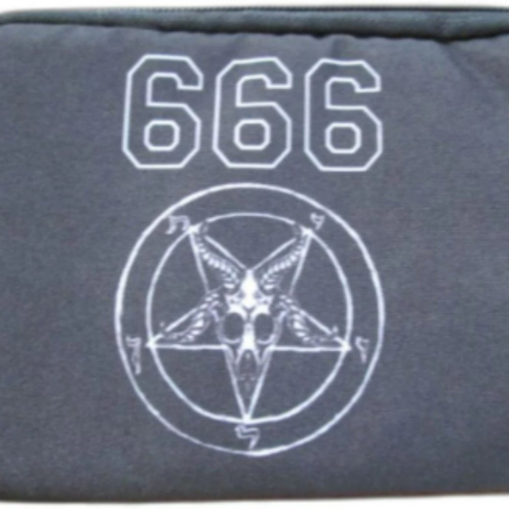 Black, White, Cosmetic Bag, 666, Devil, Goat, Demon, Halloween, Biker, Gothic,